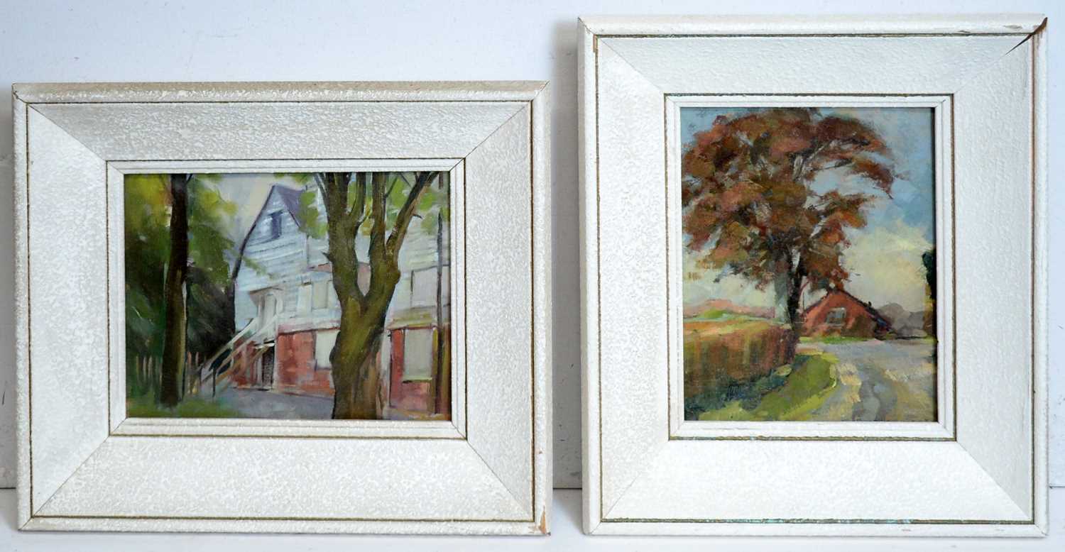 Lowell Birge Harrison - Pair of American Tonalist Suburban Views | oil