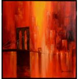 Vasile Leondar - Golden Gate Bridge in Red | oil