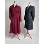 A 1940s Utility Frock Coat and Second World War Harvey Nichols Pinstripe Suit