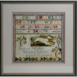 A Victorian alphabet needlework sampler by Betsy Jewitt