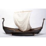 A large scale model of a Viking sailing boat,
