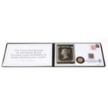 The 175th Anniversary of the Penny Black 22-carat gold sovereign and stamp presentation cover,