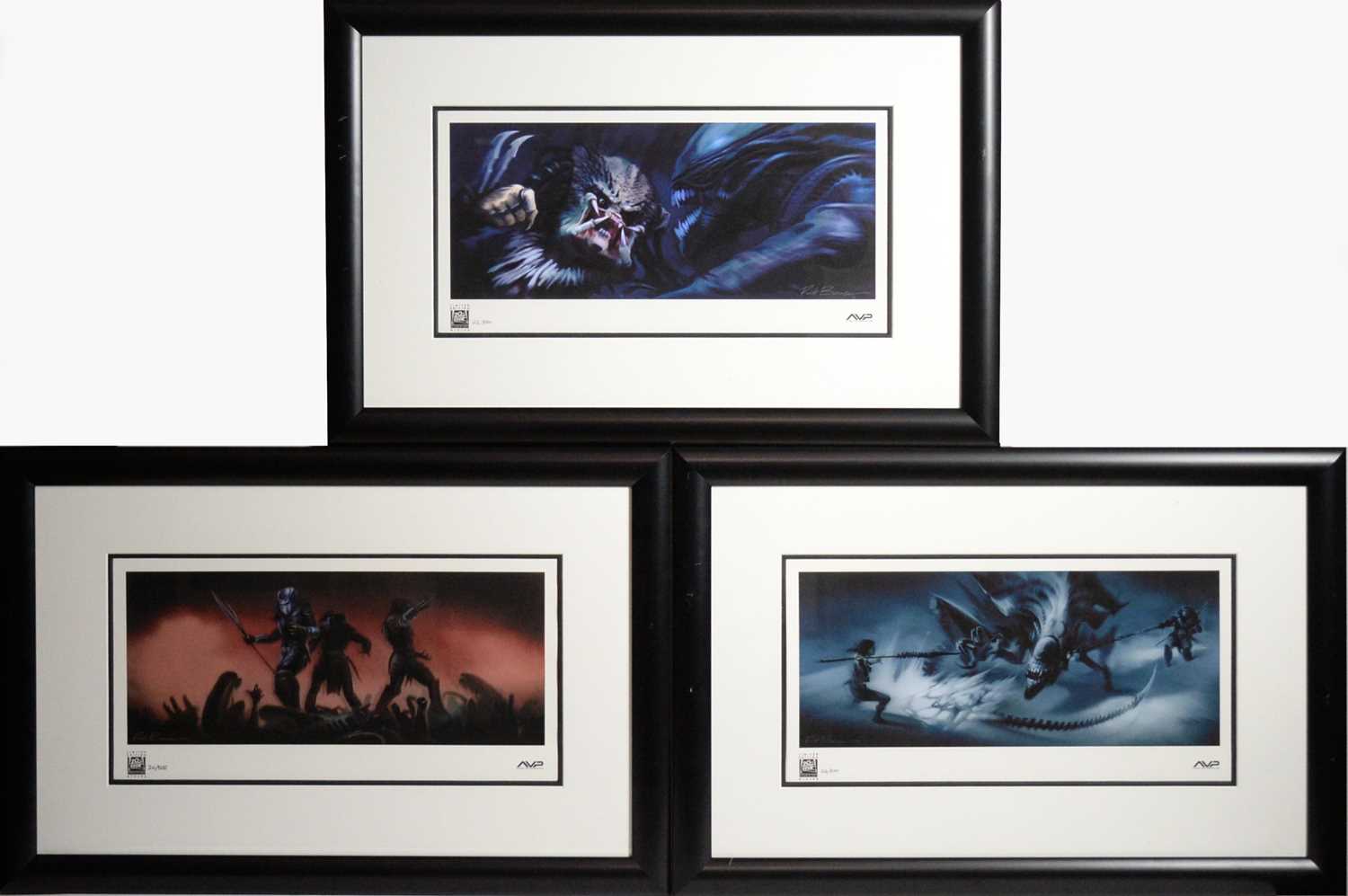 After Rick Buoen: a suite of three limited edition giclee prints for Alien vs Predator,