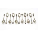 A set of eleven Victorian silver spoons, by Francis Higgins II,
