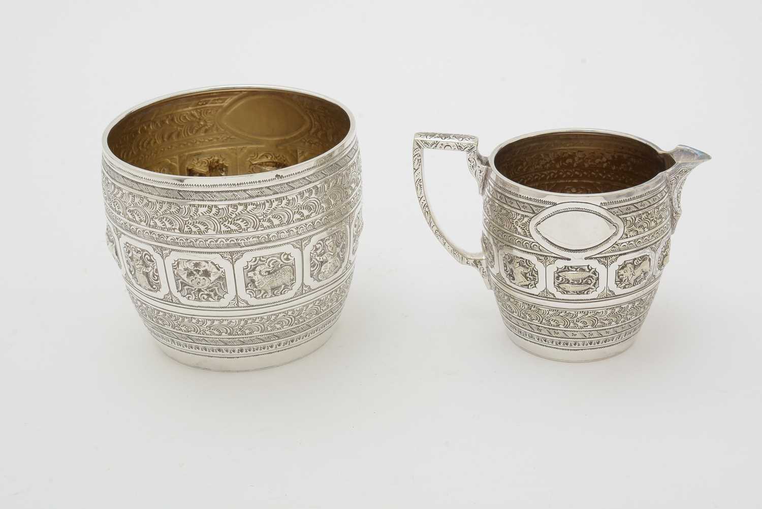 A late Victorian four piece plated tea service, by Kerr & Phillips - Image 11 of 15