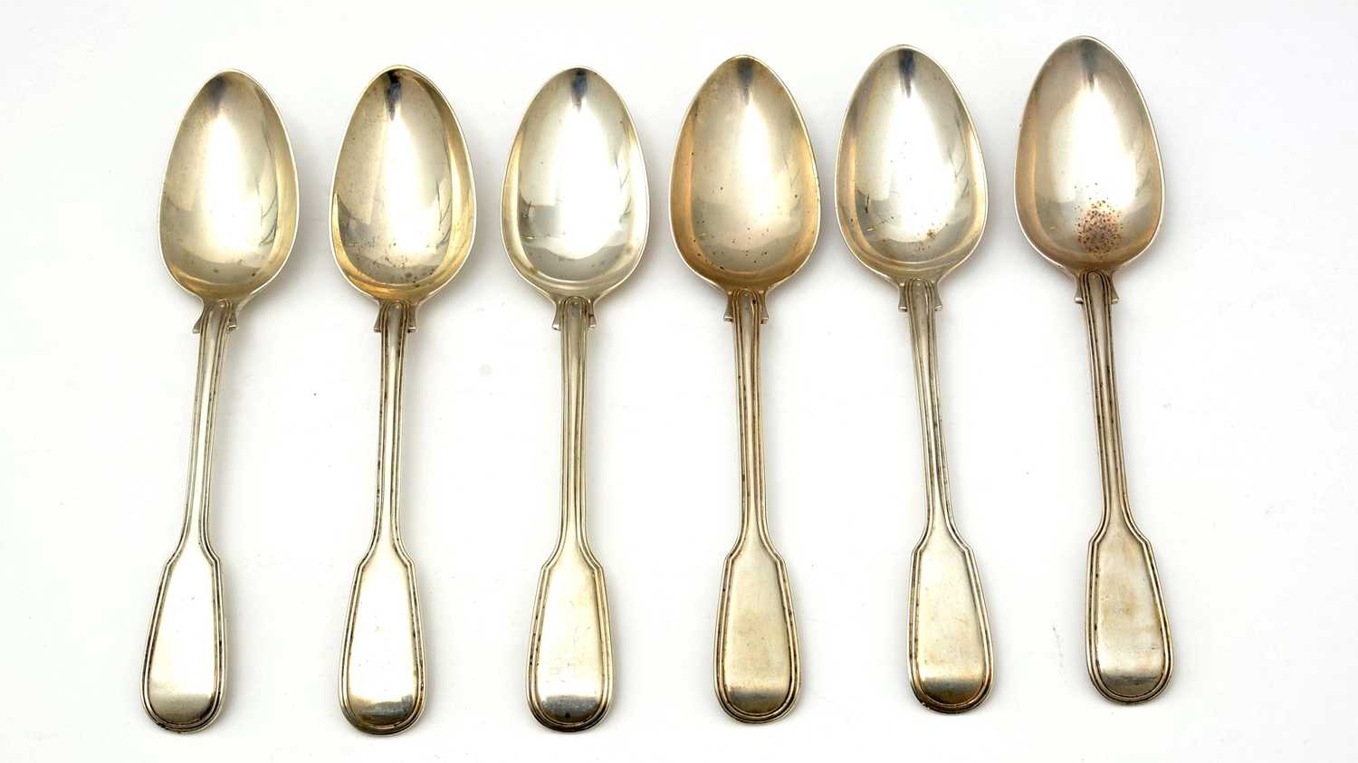 Six William IV silver tablespoons,