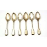 Six William IV silver tablespoons,