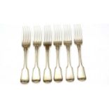 Six William IV silver table forks,
