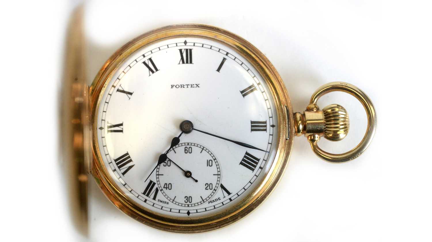 Fortex: a 9ct yellow gold half-hunter pocket watch,