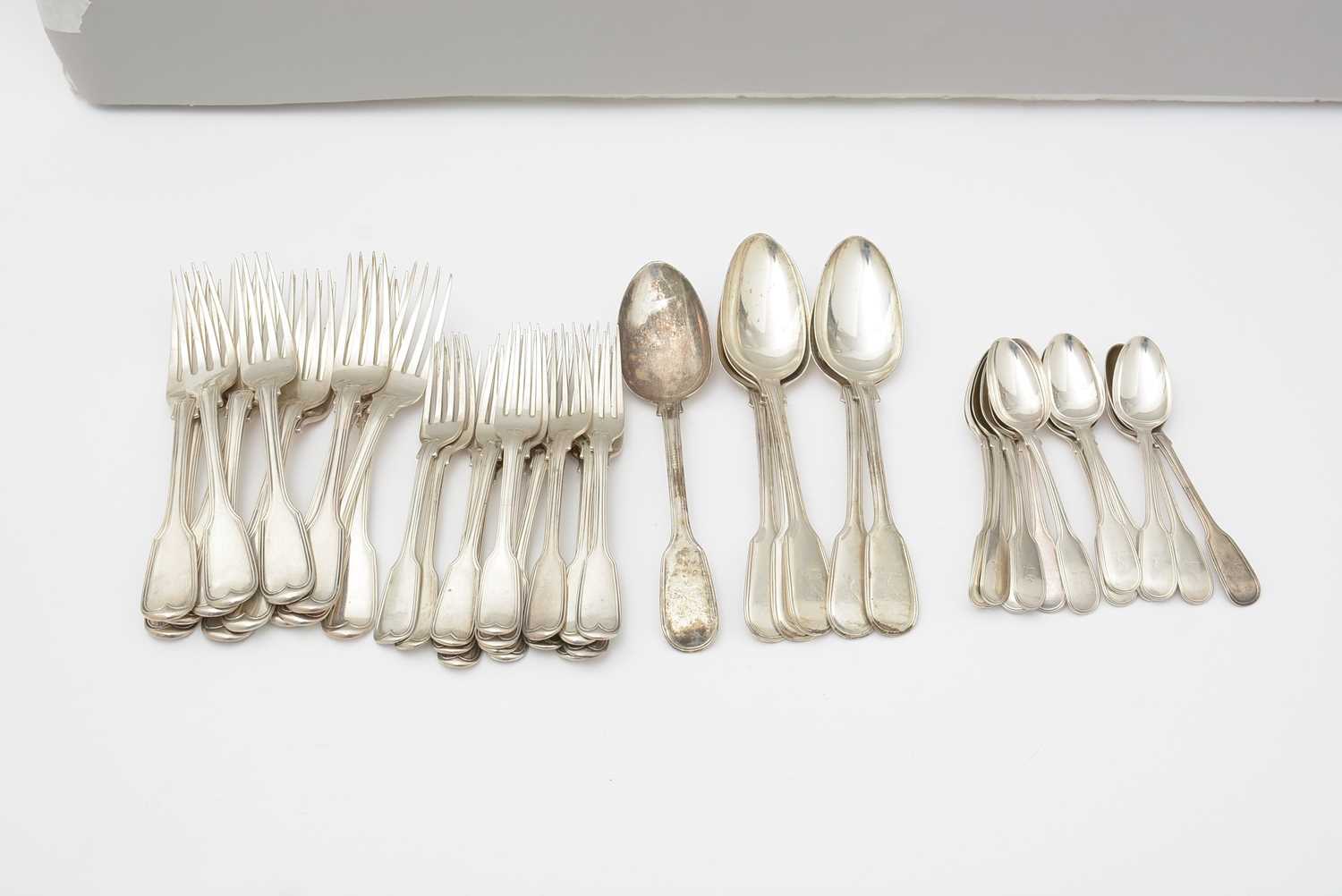 A composite suite of Victorian silver forks and spoons, - Image 6 of 7