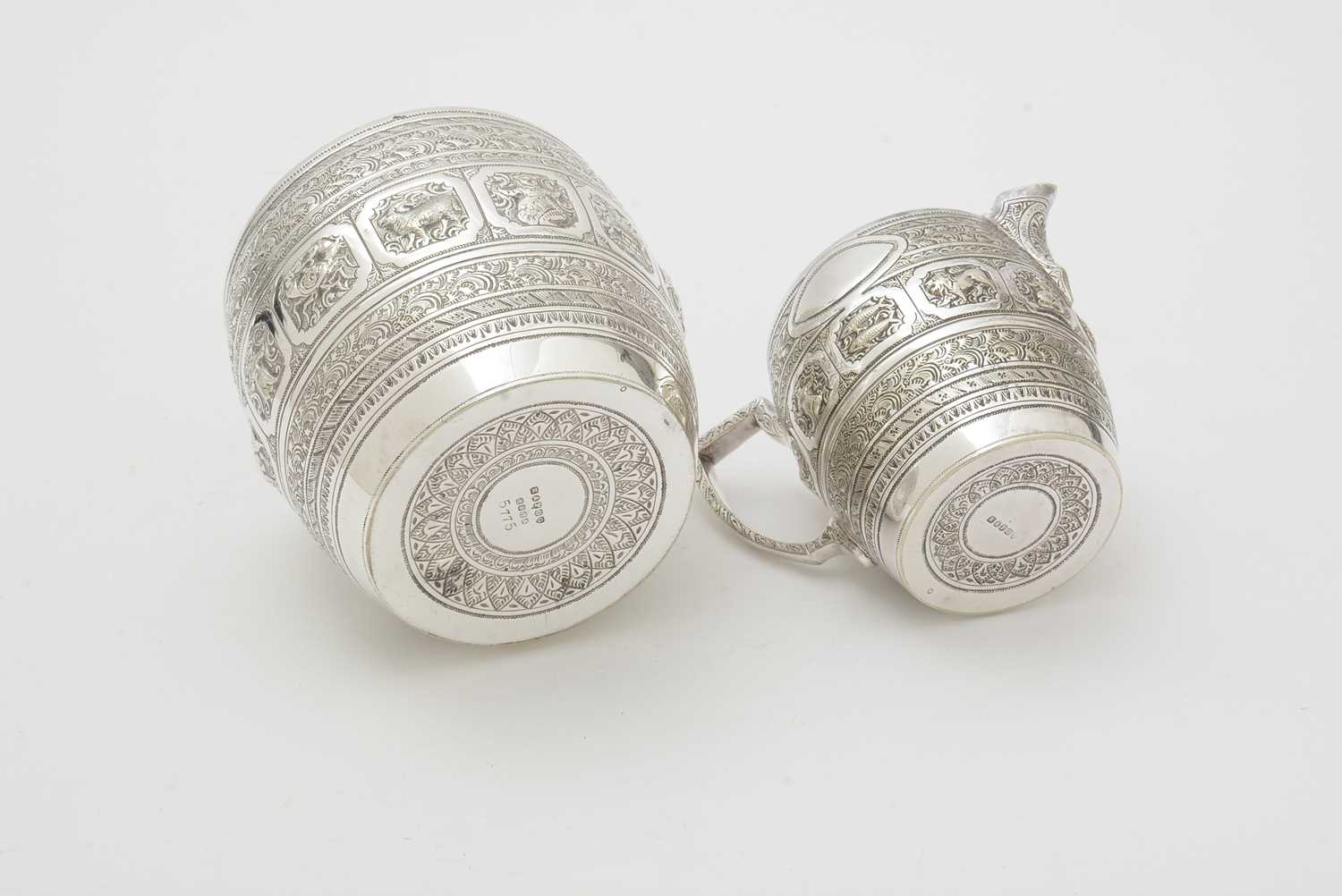 A late Victorian four piece plated tea service, by Kerr & Phillips - Image 15 of 15