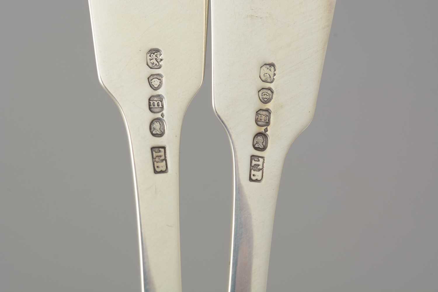 Six William IV silver table forks, - Image 2 of 2