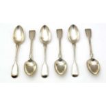 Six Victorian silver dessert spoons,