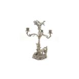 A Victorian plated three-branch candelabrum, by Elkington & Co,