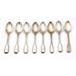 Eight George IV silver dessert spoons,