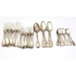 A composite suite of Victorian silver forks and spoons,
