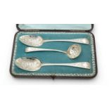 A set of early 19th Century fruit spoons and sifter,