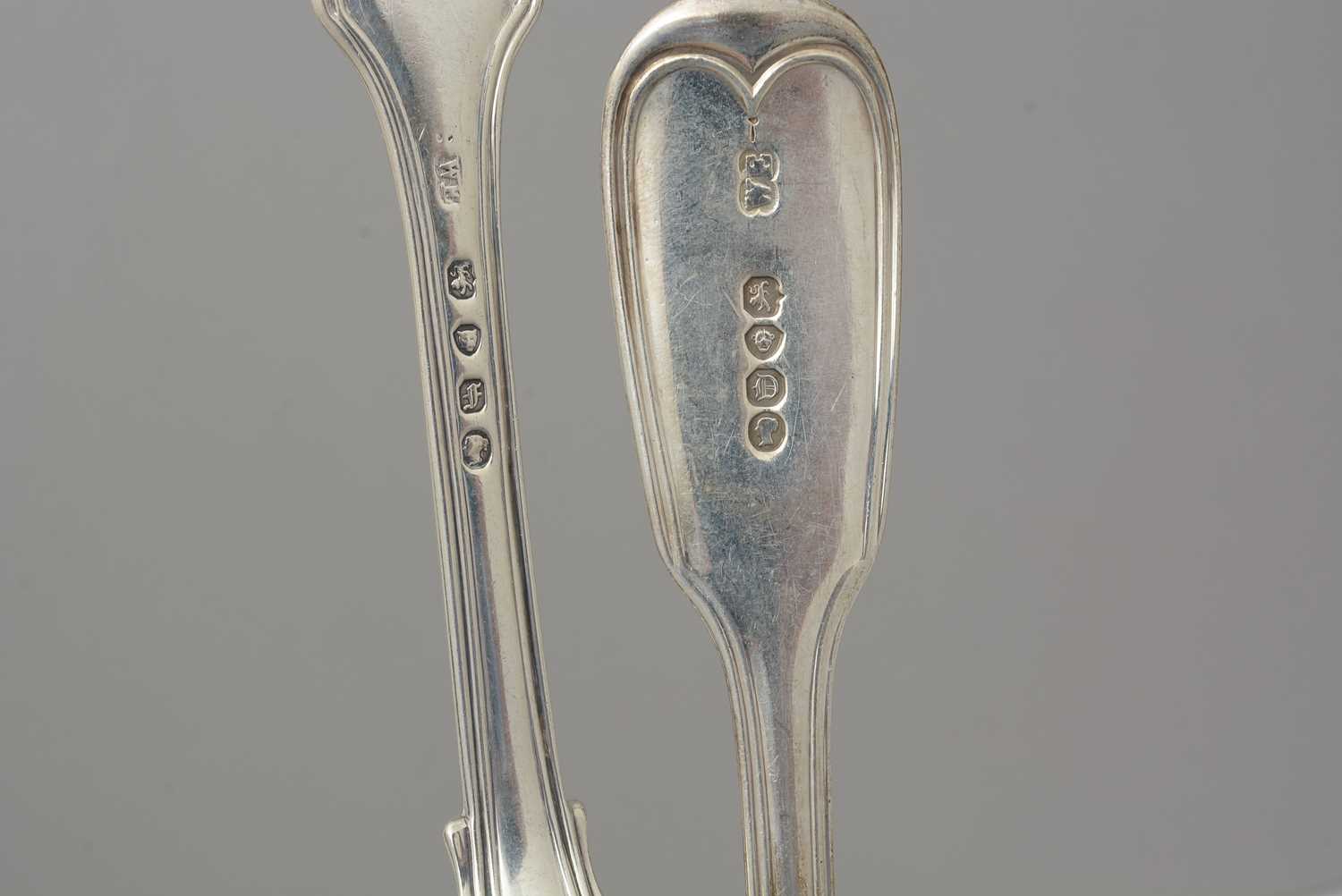 A composite suite of Victorian silver forks and spoons, - Image 3 of 7
