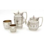 A late Victorian four piece plated tea service, by Kerr & Phillips