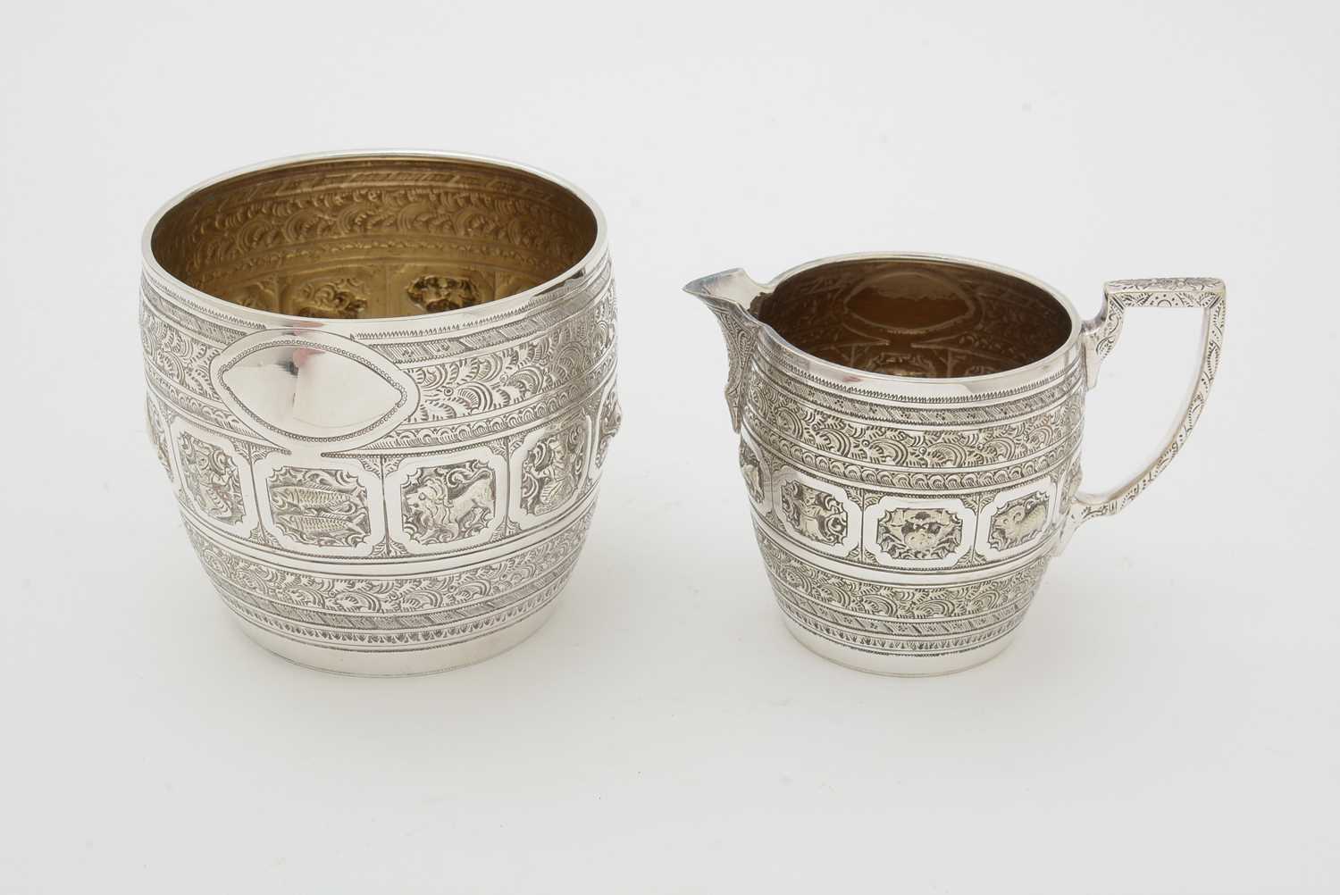 A late Victorian four piece plated tea service, by Kerr & Phillips - Image 10 of 15