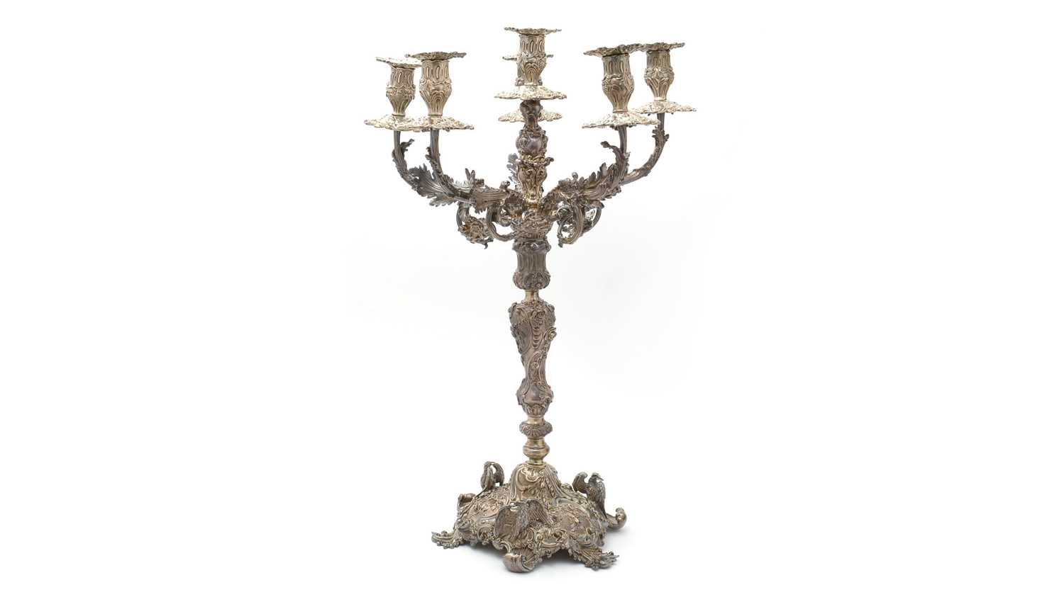 A William IV silver five-branch candelabrum, by Paul Storr,