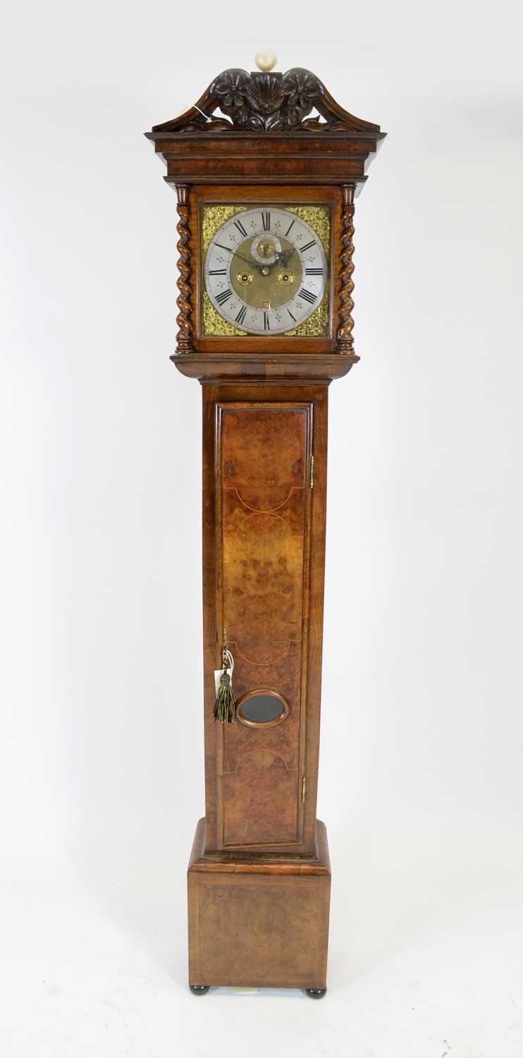 Edward Stanton, London: a burr walnut and walnut longcase clock. - Image 3 of 20