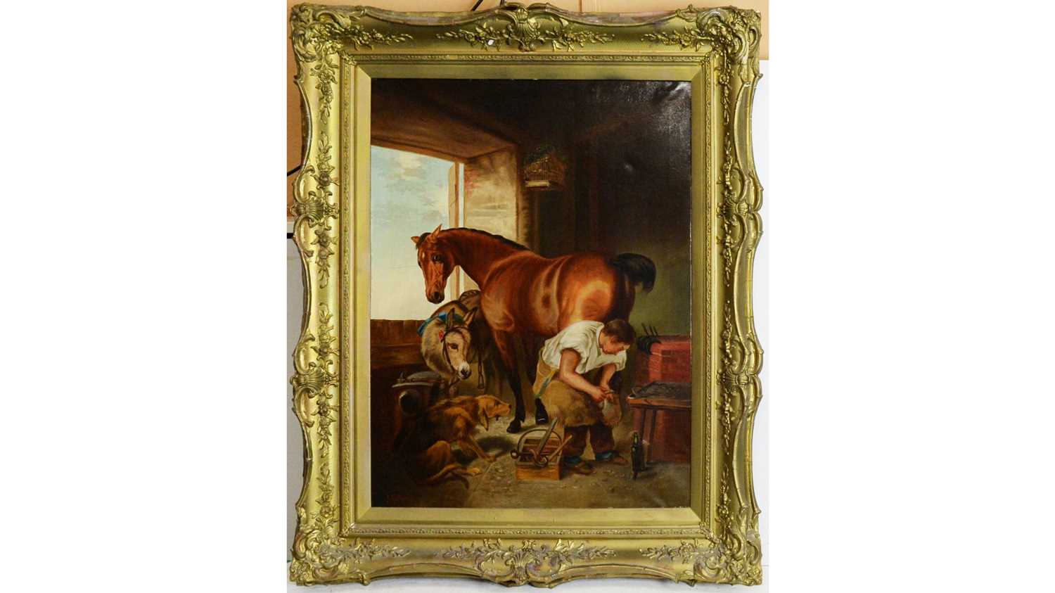 J. E. Metcalfe - Shoeing; After Landseer | oil