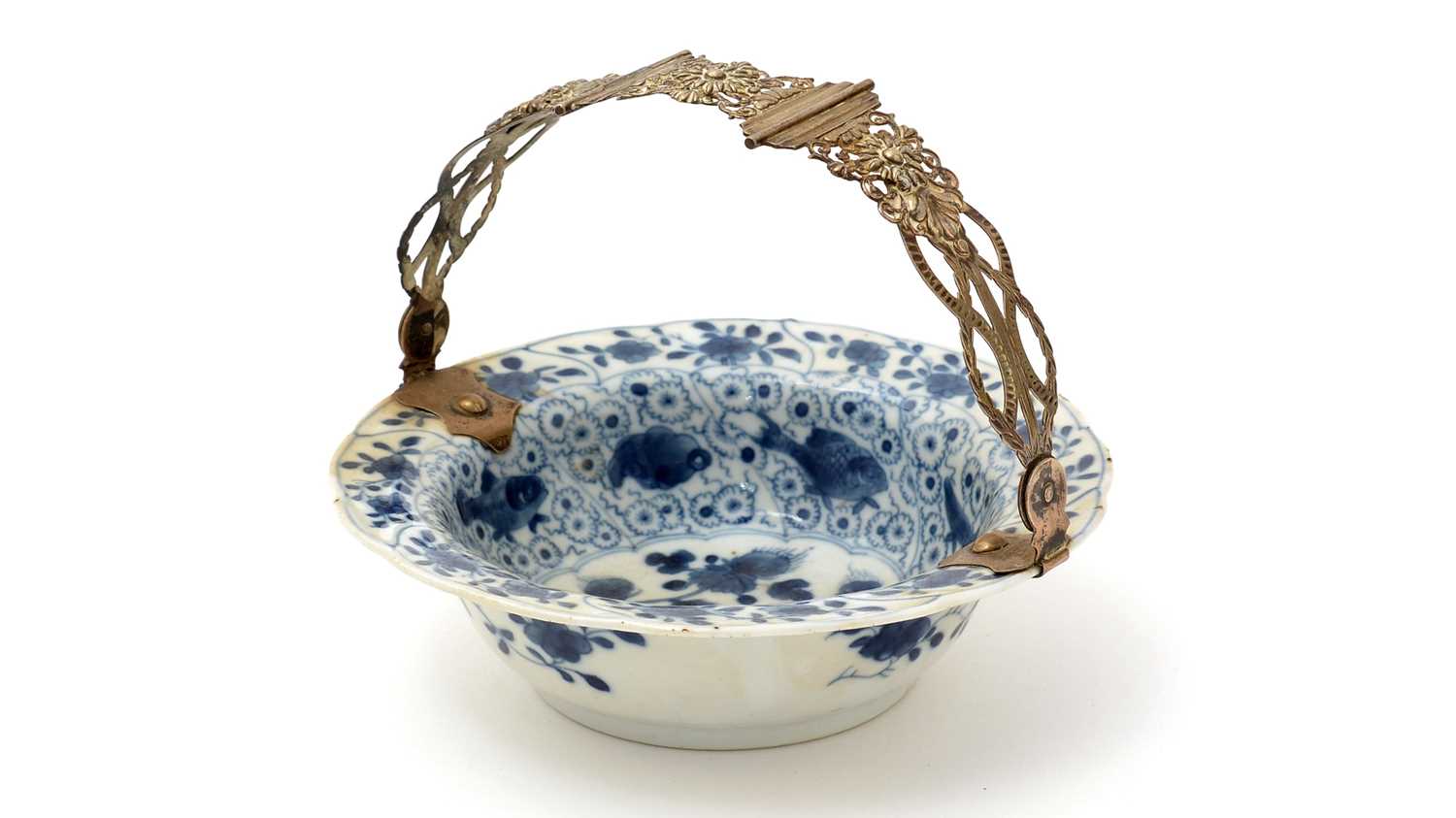 Kangxi blue and white bowl with European metal mounts - Image 3 of 26