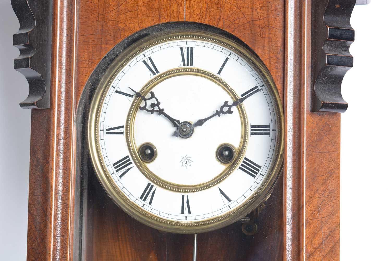 A late 19th Century Vienna walnut-cased wall clock. - Image 2 of 6