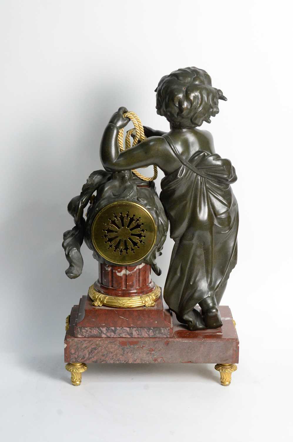 An ornate late 19th Century French bronzed spelter and gilt metal mantel clock - Image 2 of 7