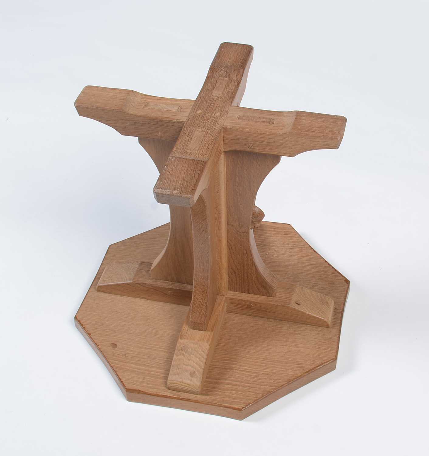 Workshop of Robert ‘Mouseman’ Thompson (Kilburn): an oak octagonal coffee table. - Image 2 of 6