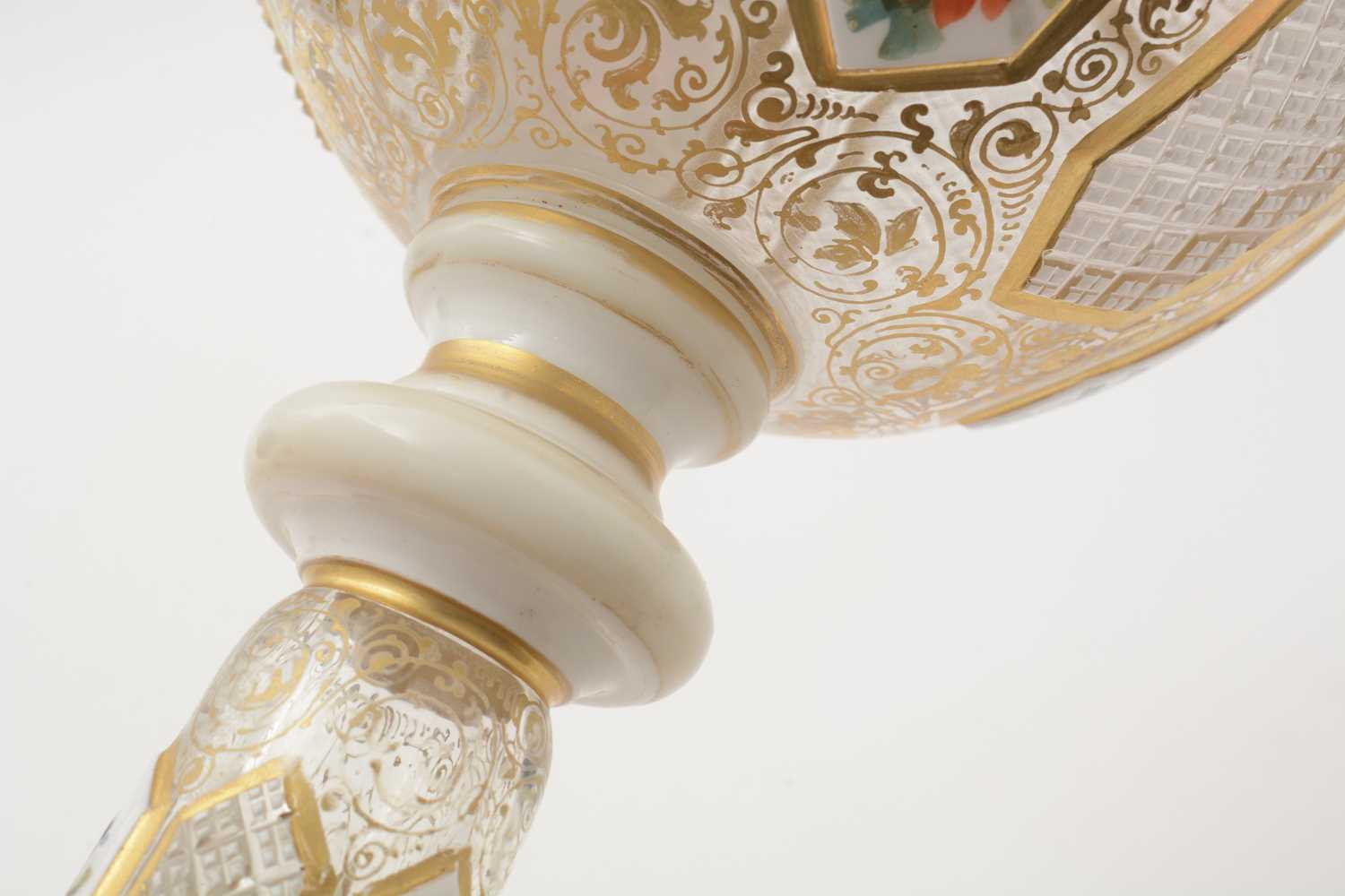 Bohemian overlay glass goblet - Image 15 of 16