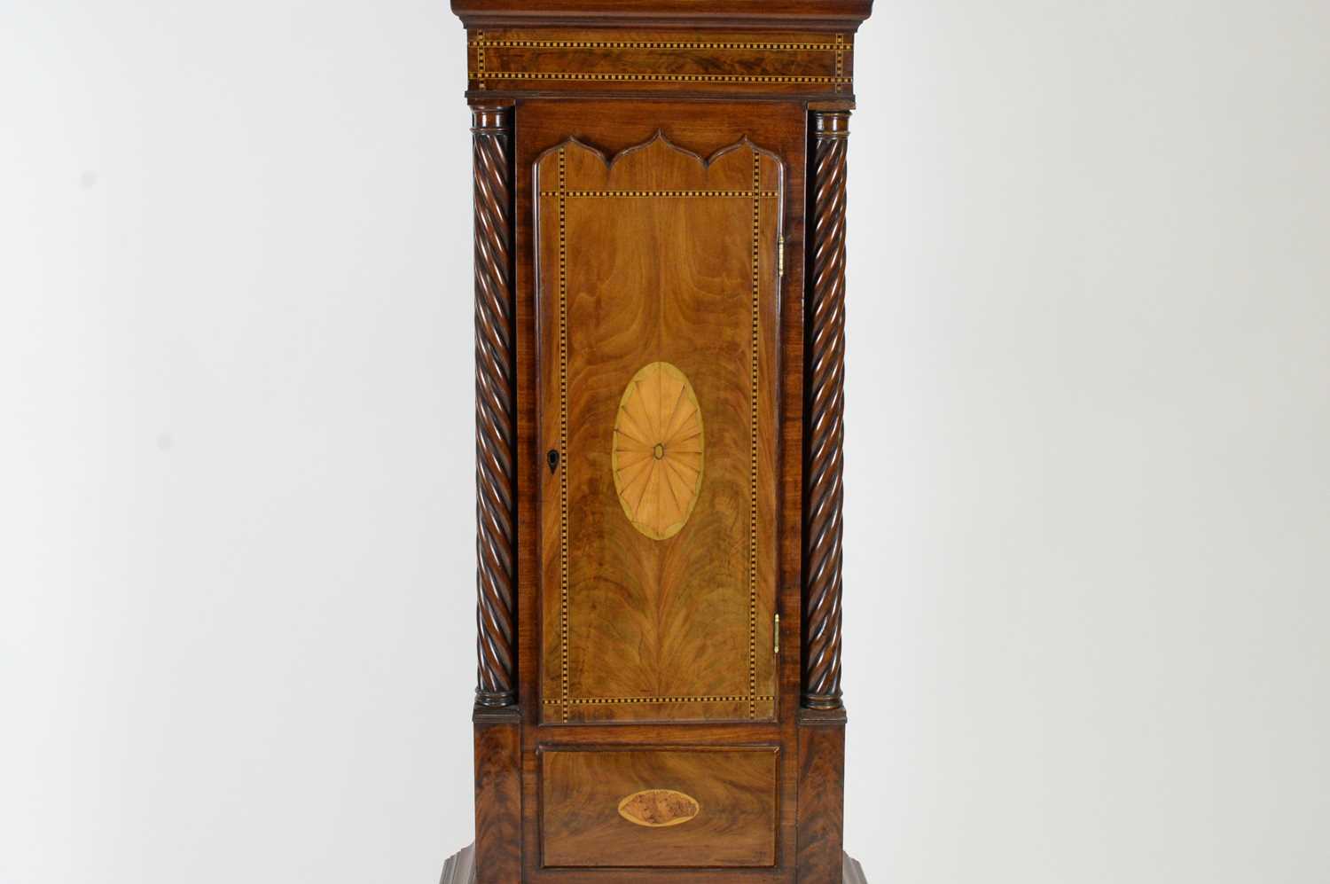 A Victorian inlaid mahogany striking domestic longcase regulator, - Image 9 of 11