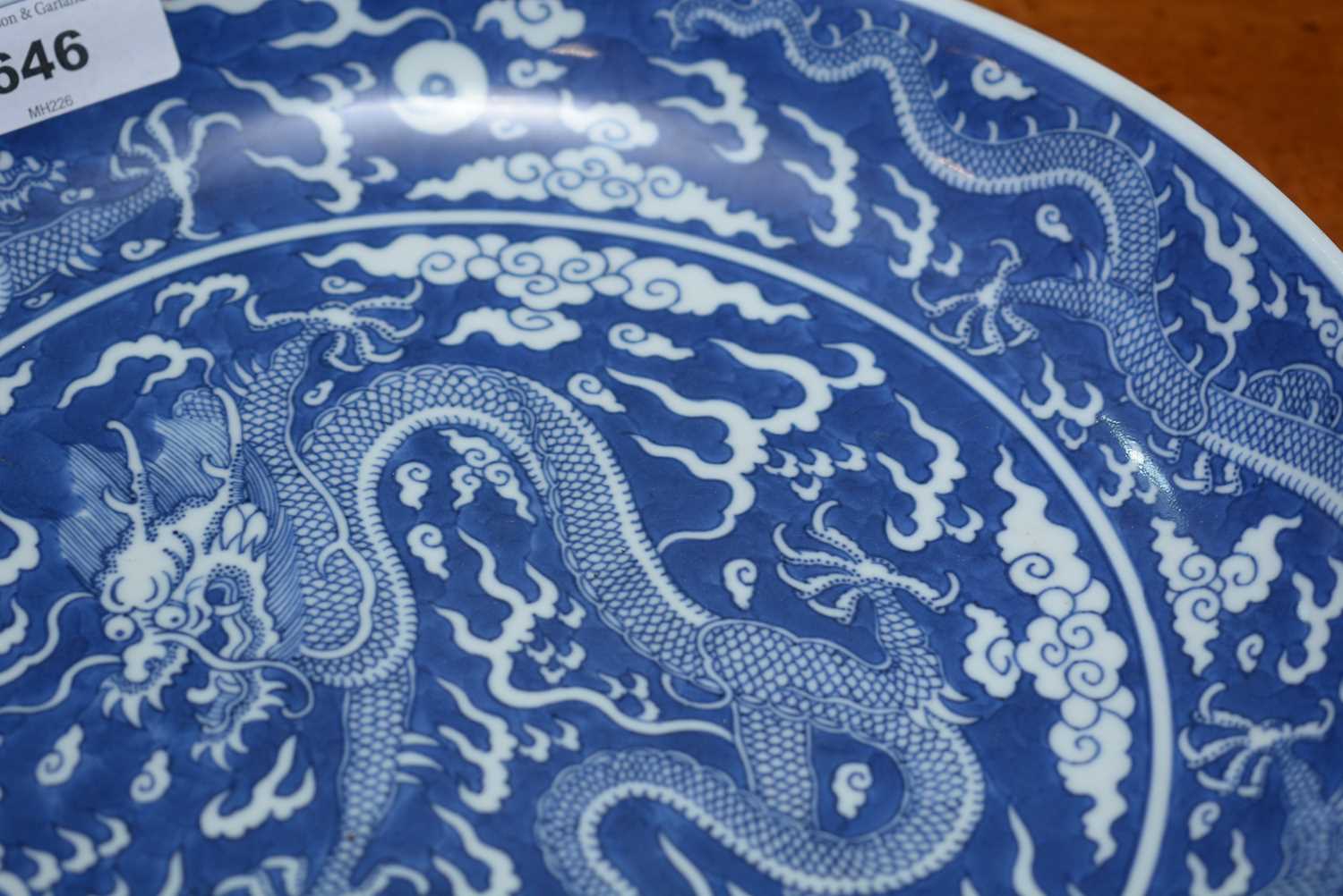 Chinese blue and white dragon dish - Image 23 of 26