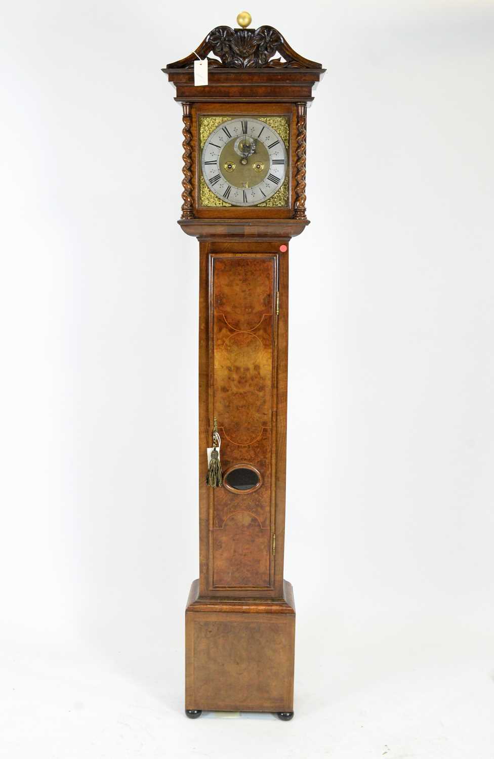 Edward Stanton, London: a burr walnut and walnut longcase clock. - Image 12 of 20