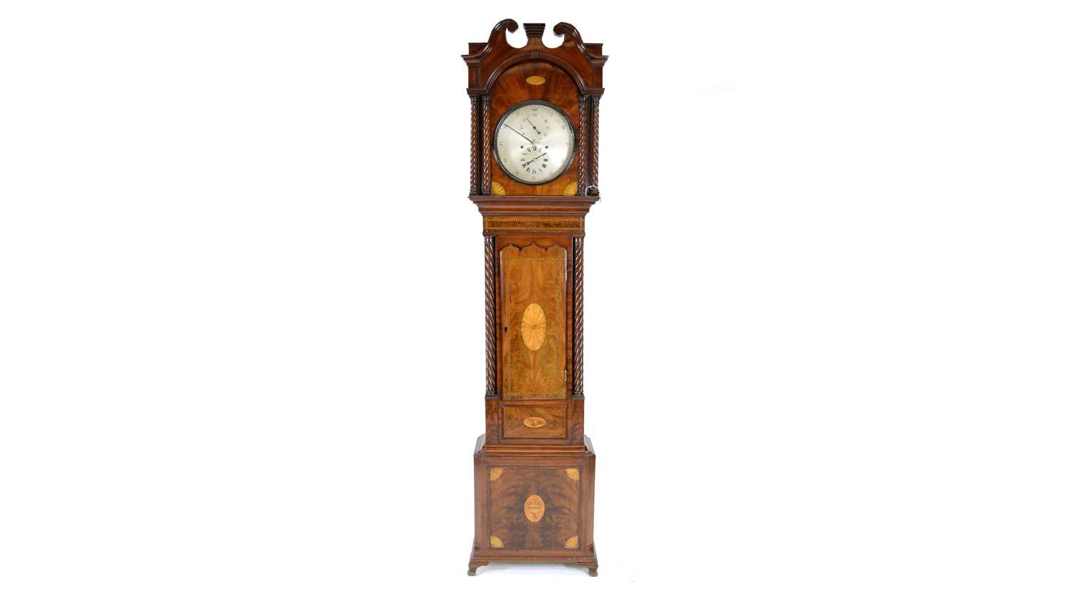 A Victorian inlaid mahogany striking domestic longcase regulator,