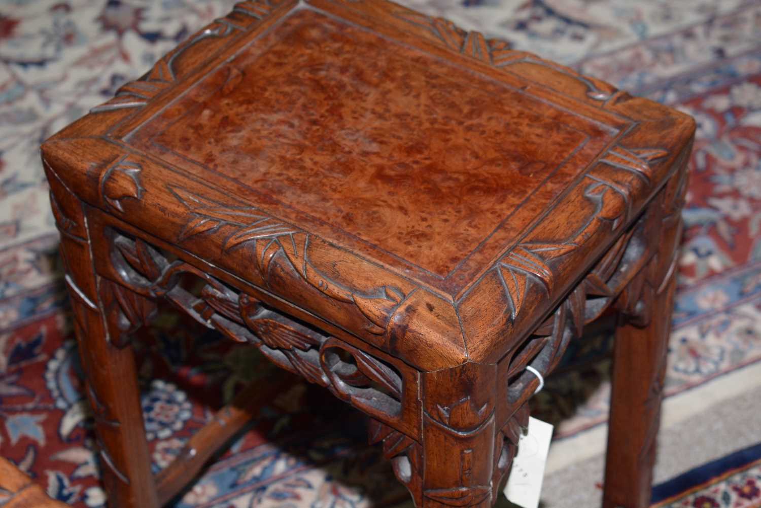 A nest of three Chinese carved huanghuali occasional tables - Image 11 of 19