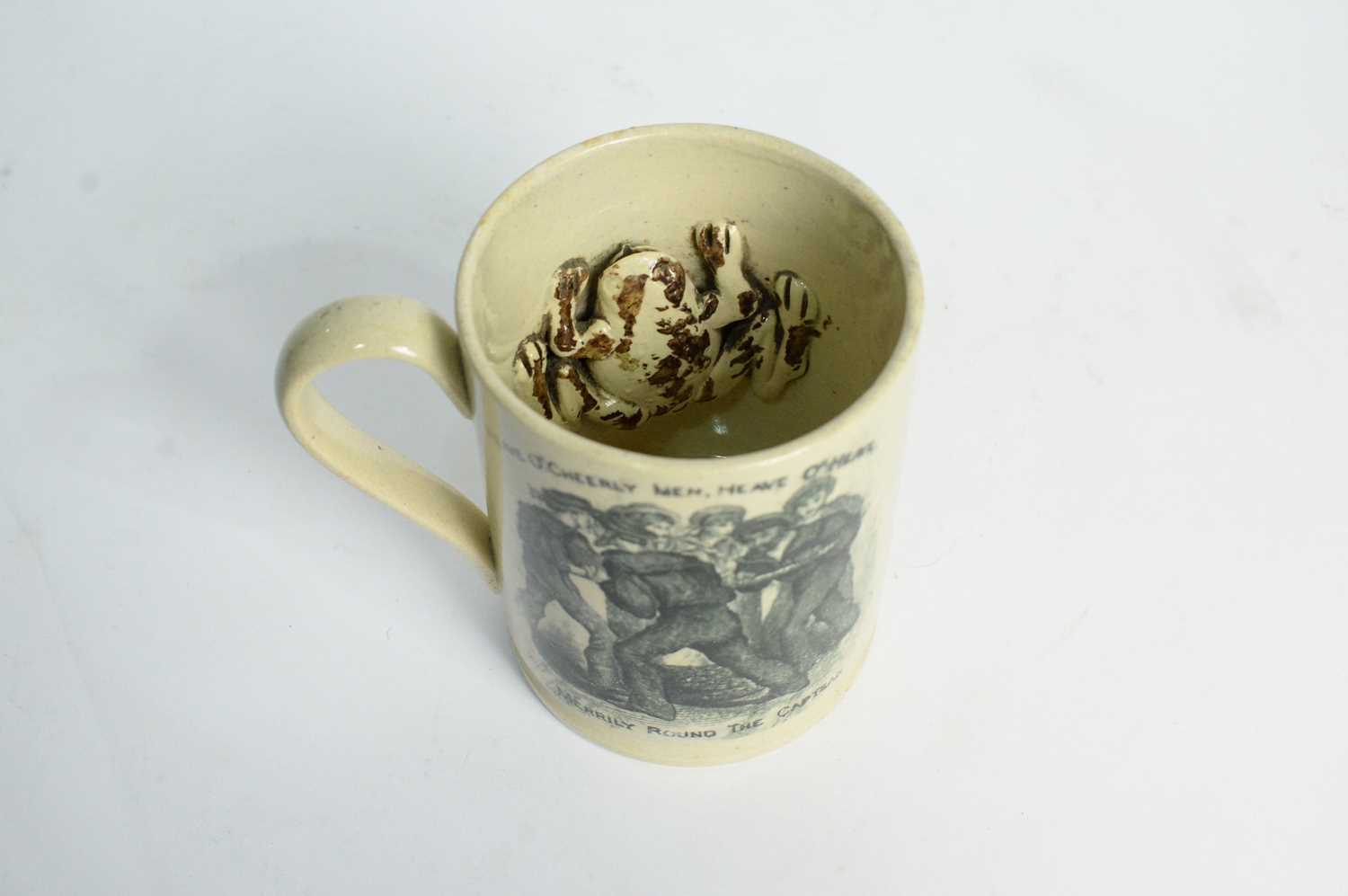 Newcastle Pottery Creamware frog mug, and a Balls Deptford frog mug - Image 3 of 8