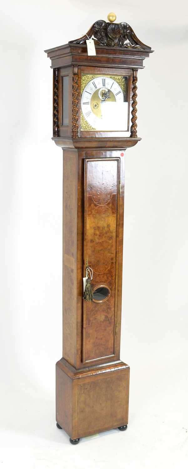 Edward Stanton, London: a burr walnut and walnut longcase clock. - Image 13 of 20