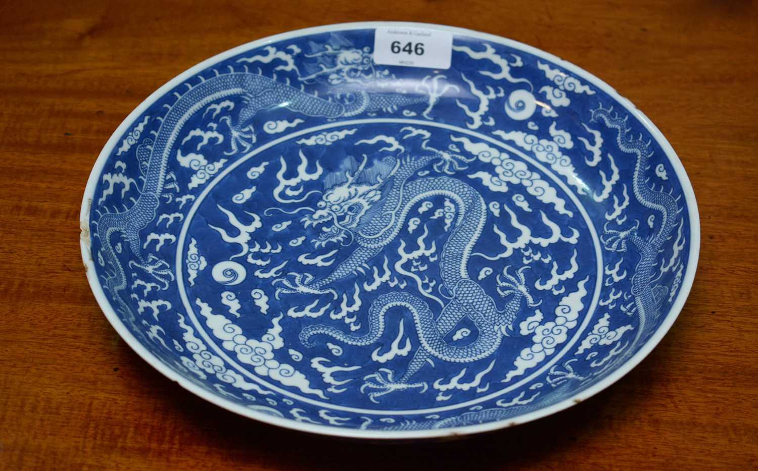 Chinese blue and white dragon dish - Image 24 of 26