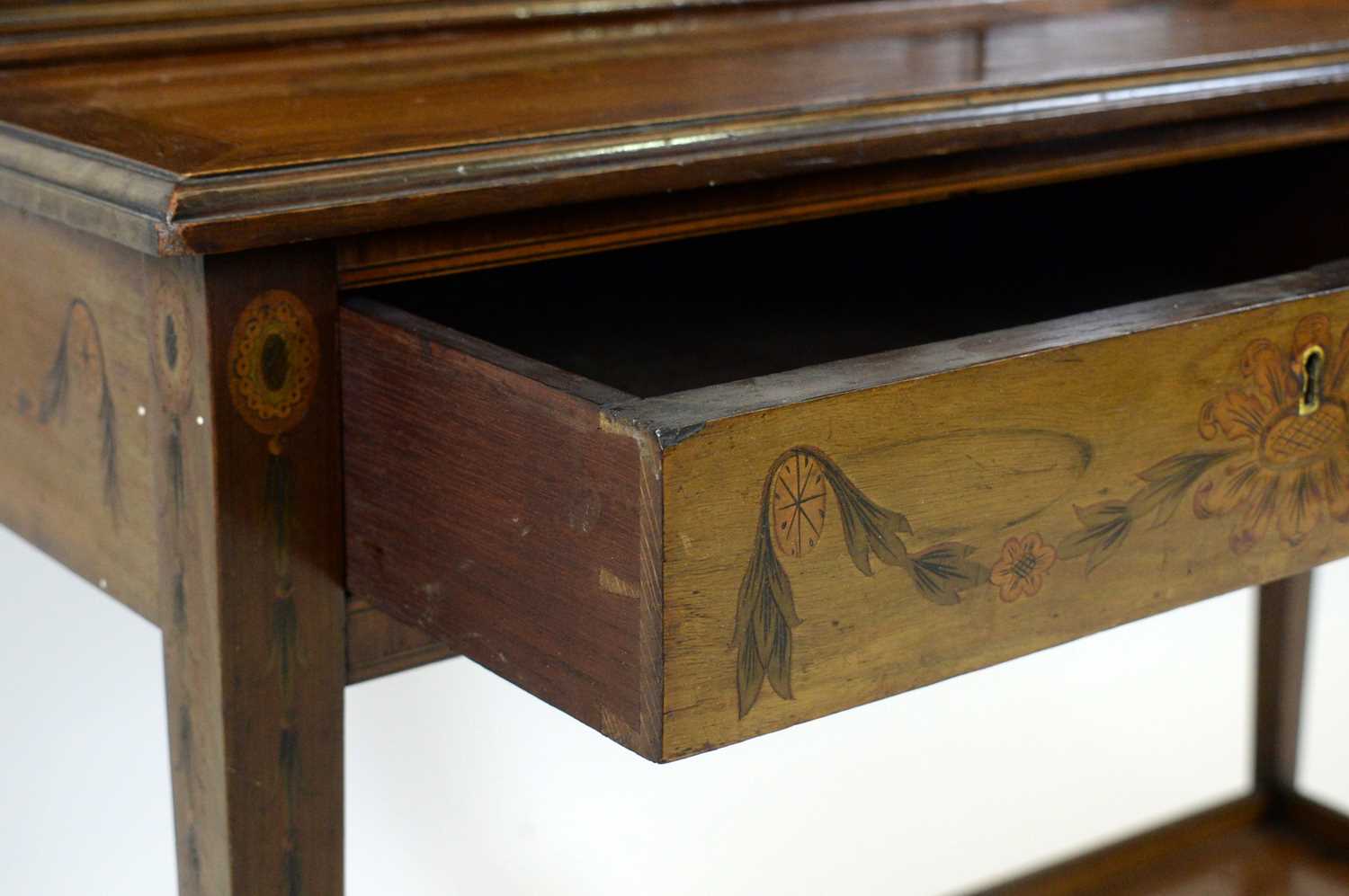 A pair of Sheraton Revival mahogany display cabinets on stand. - Image 4 of 7