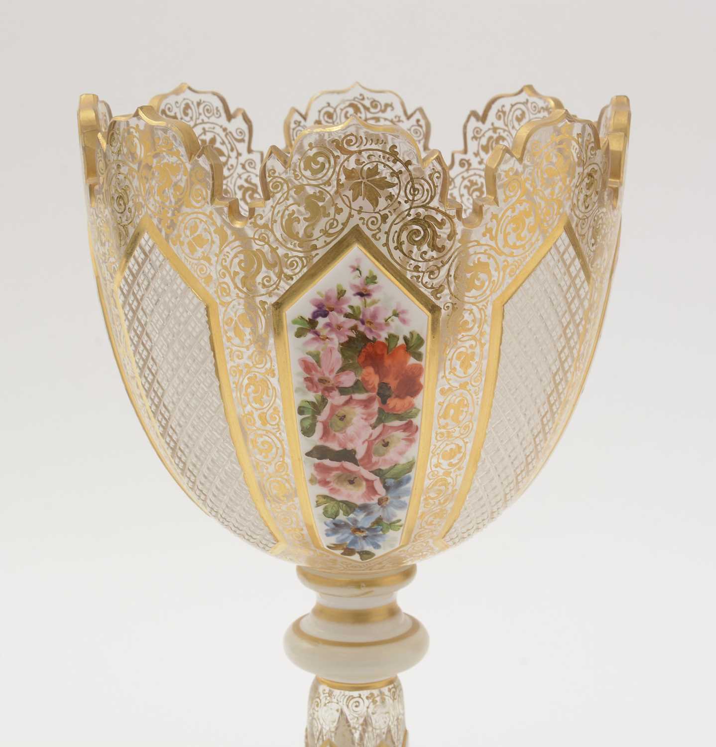 Bohemian overlay glass goblet - Image 4 of 16