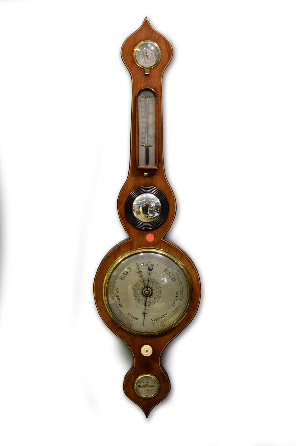 F.H. Tritschler, Carlisle: a mid 19th C mahogany and line inlaid wheel barometer. - Image 2 of 4