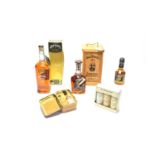 Three bottles of good Jack Daniel's whisky and other whisky miniatures