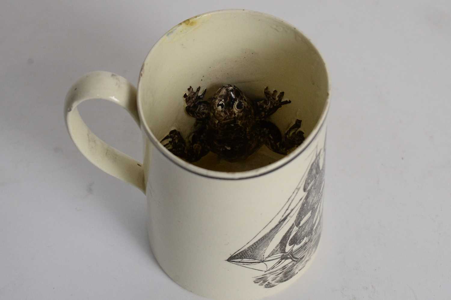 Newcastle Pottery Creamware frog mug, and a Balls Deptford frog mug - Image 8 of 8