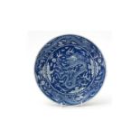 Chinese blue and white dragon dish