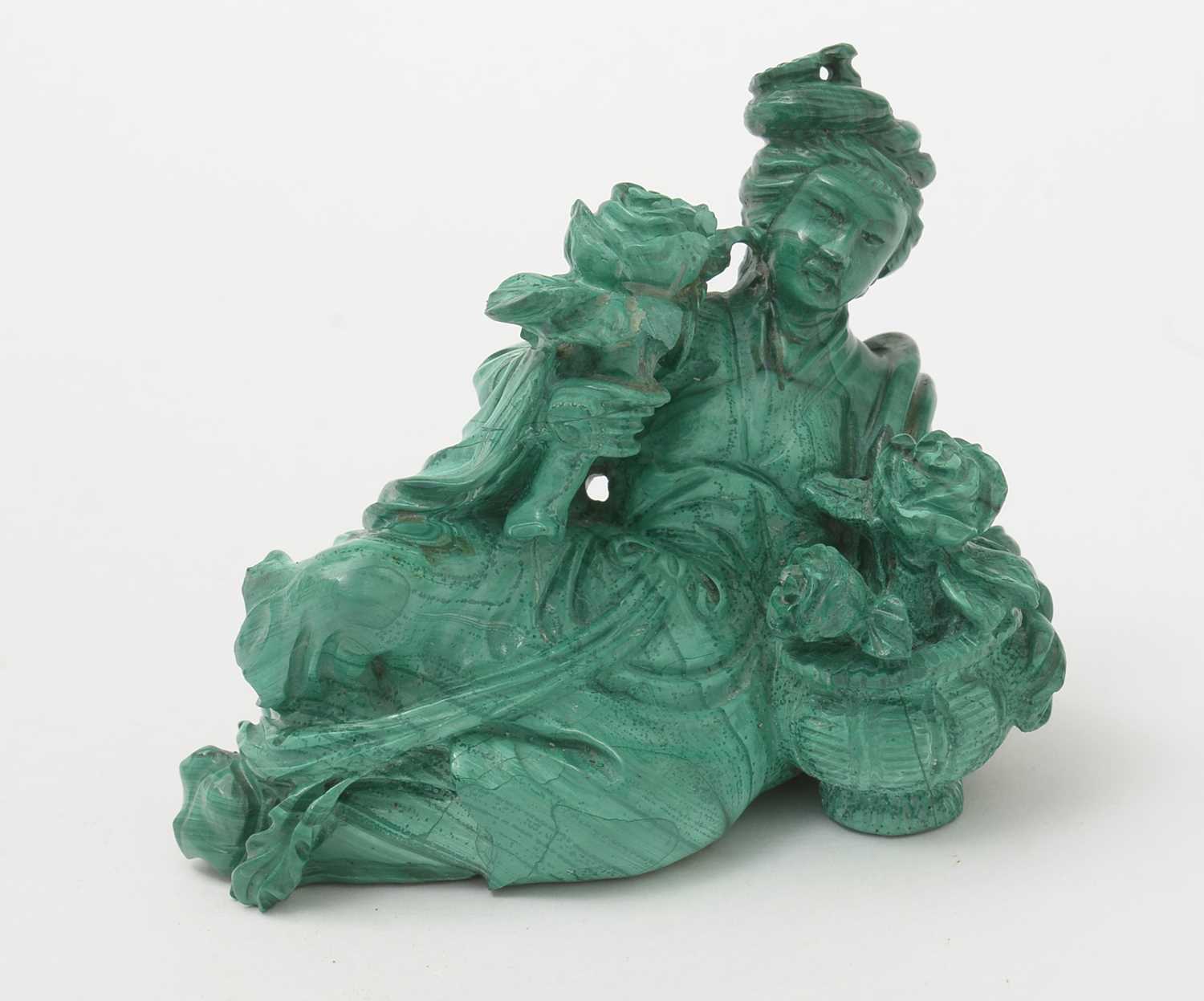 Chinese carved Malachite figure - Image 5 of 30