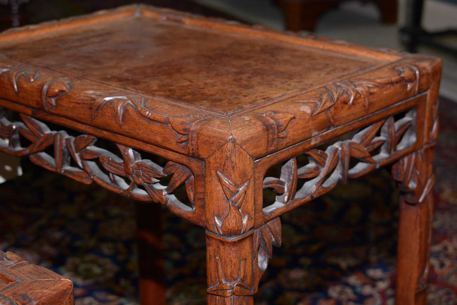 A nest of three Chinese carved huanghuali occasional tables - Image 19 of 19