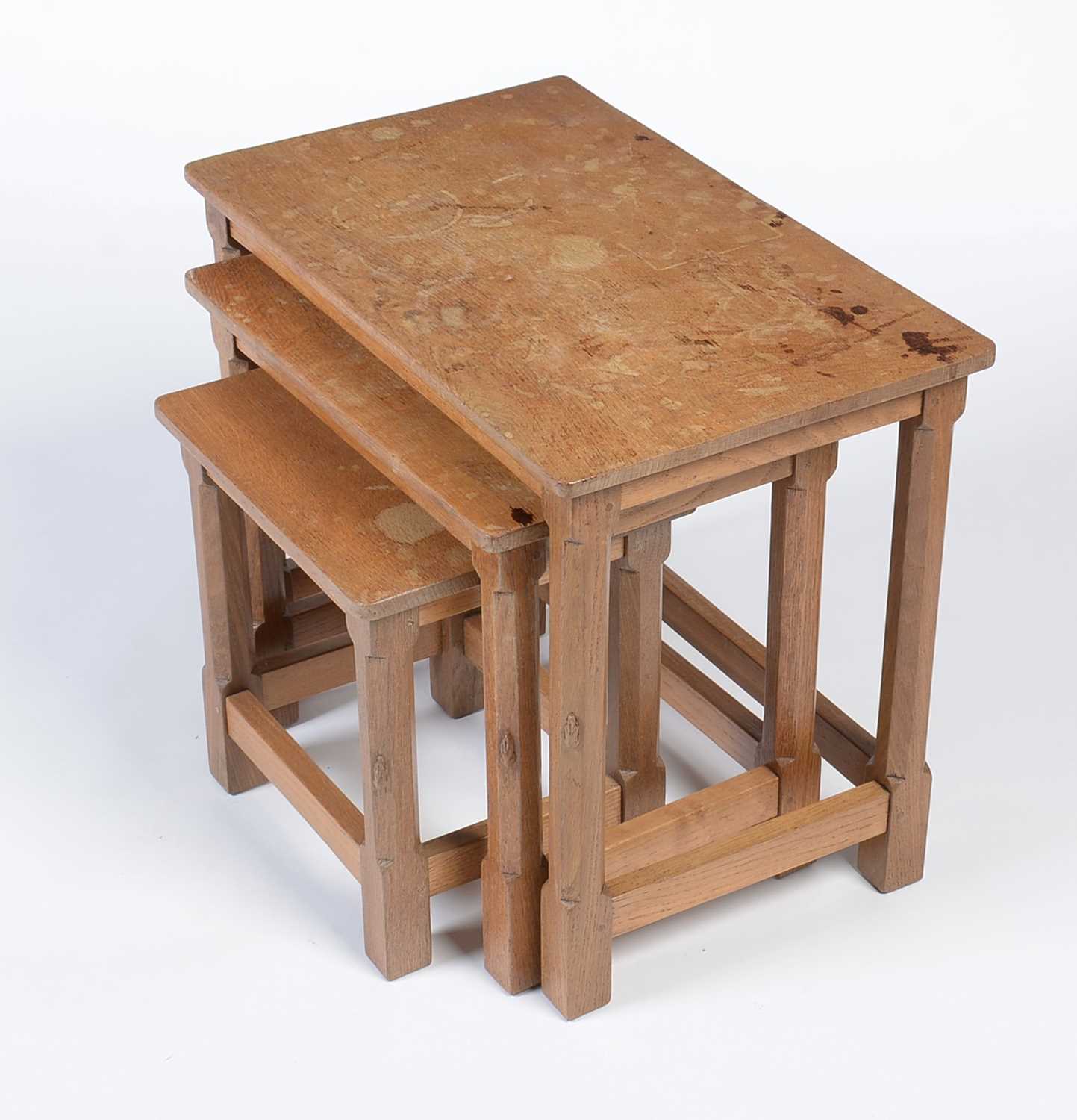 Peter "Rabbitman" Heap: an oak nest of three occasional tables. - Image 3 of 9