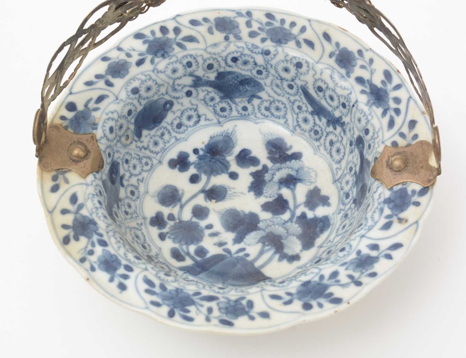 Kangxi blue and white bowl with European metal mounts - Image 6 of 26